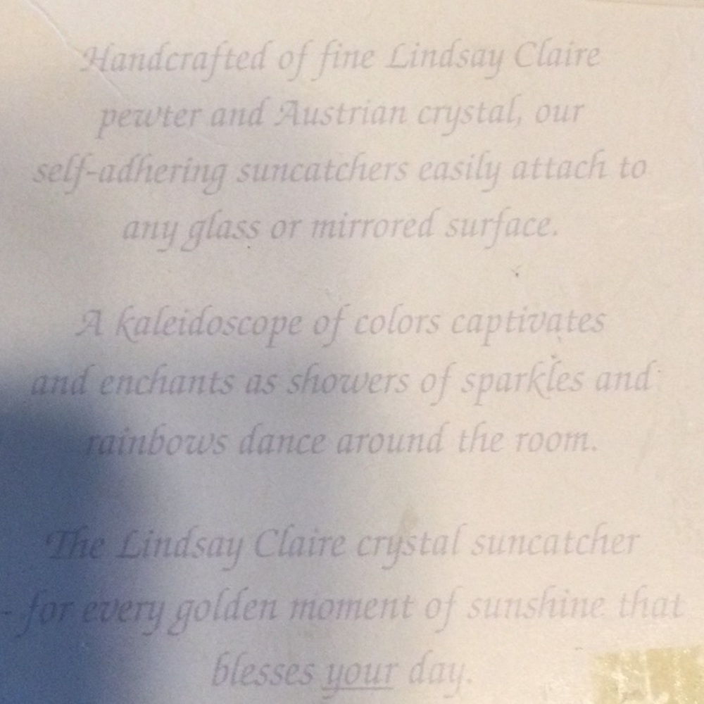 Fine pewter and Austrian crystal sun catcher handcrafted Lindsay Claire Designs - Picture 4 of 5
